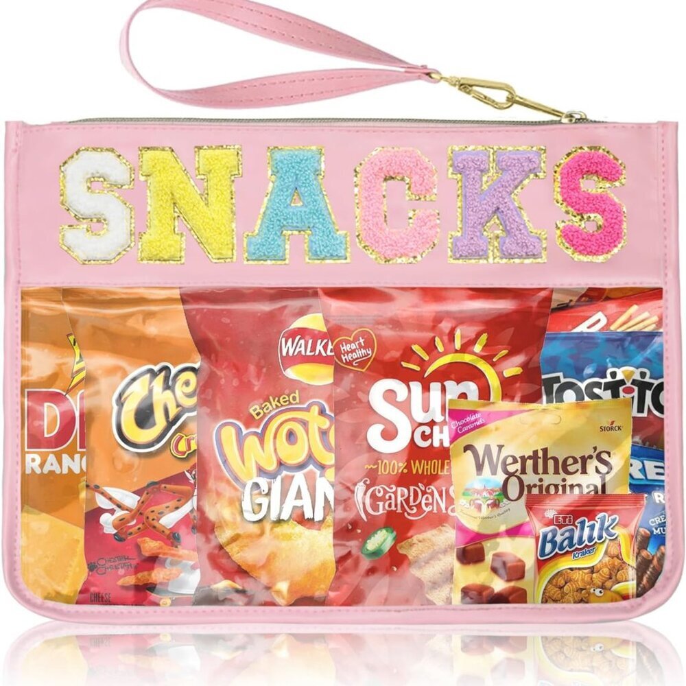 Snack Bags Pouch Travel Makeup Bag Chenille Letter Bags for Zipper Pouch Clear C
